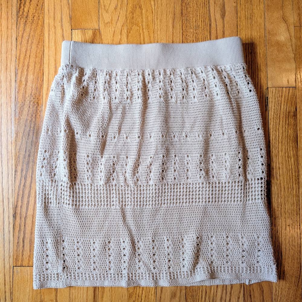 LOFT Beige Crochet Skirt